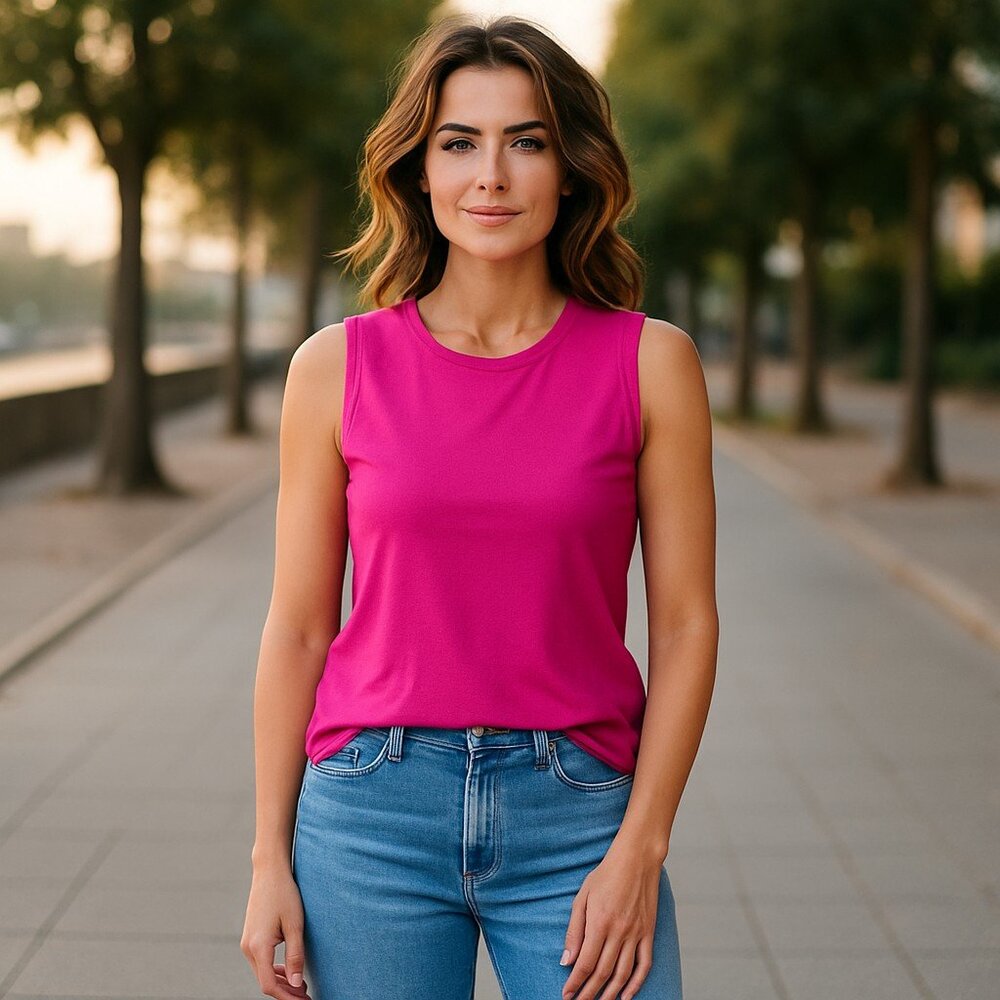 August Silk Bright Pink Knit Shell Top